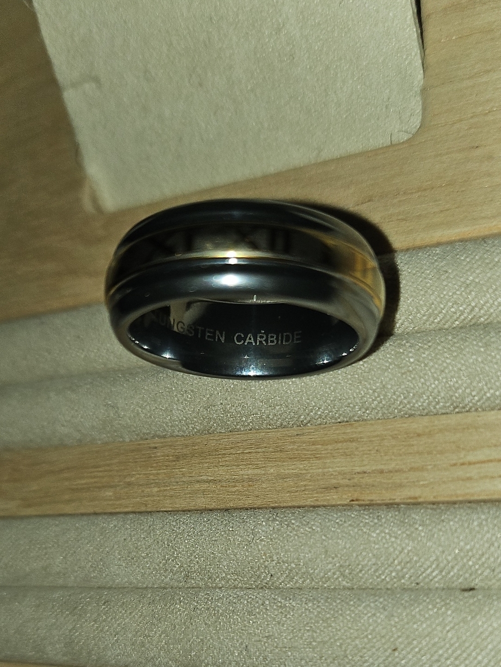 Roman Numeral Ring Two-Tone Metal Dome Band Tungsten Carbide Sz 6 - Picture 6 of 10